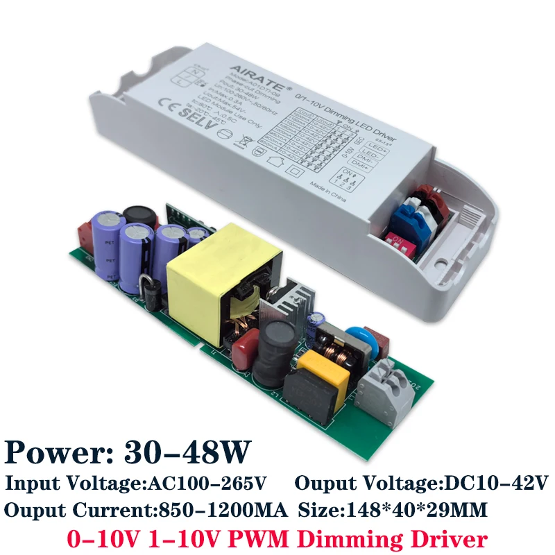 PWM LED 디밍 드라이버, 전원 공급 장치 AC85-265V 딥 스위치, LED 스포트라이트 전구 칩용 전류 조절, 0-10V, 1-10V, 3-48W