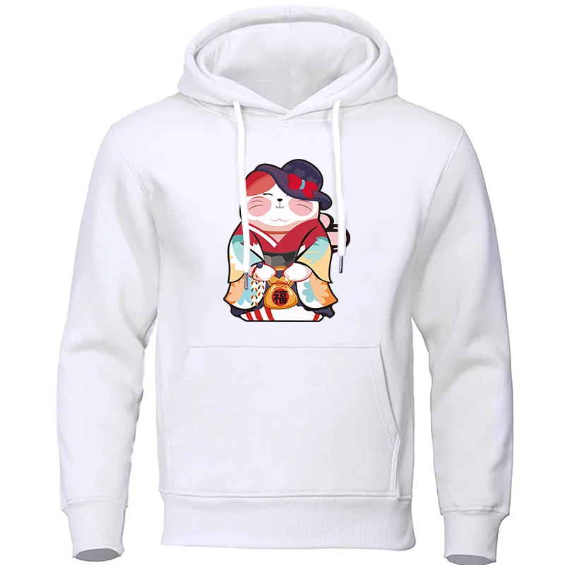 

Cartoon Good Lucky Cat Anime Hoodie Printing Sweatshirt Cosplay Women Harajuku Pullovers Oversized Streetwear Tops