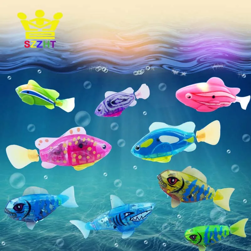 Flash Swimming Electronic Fish Pet Bath Toys Battery Powered Swim for Children Kids Bathtub Fishing Tank Decoration Gift