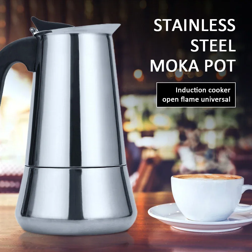 1Set Stainless Steel Moka Coffee Maker for Induction Cooker for Home Kitchen Making 100/200/300/450/600ml espresso coffee maker coffee maker coffee pot espresso maker