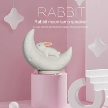 

Night Light BT5 Speaker Wireless Rabbit Colorful Lights Moon Flashlight TF Card Audio Bedside Desktop Sound Player MP3 2022