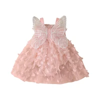 Pudcoco Infant Newborn Baby Girls Rompers Dress, Sleeveless Pleated Butterfly Tulle Patchwork A-line Dress for Party 0-24M