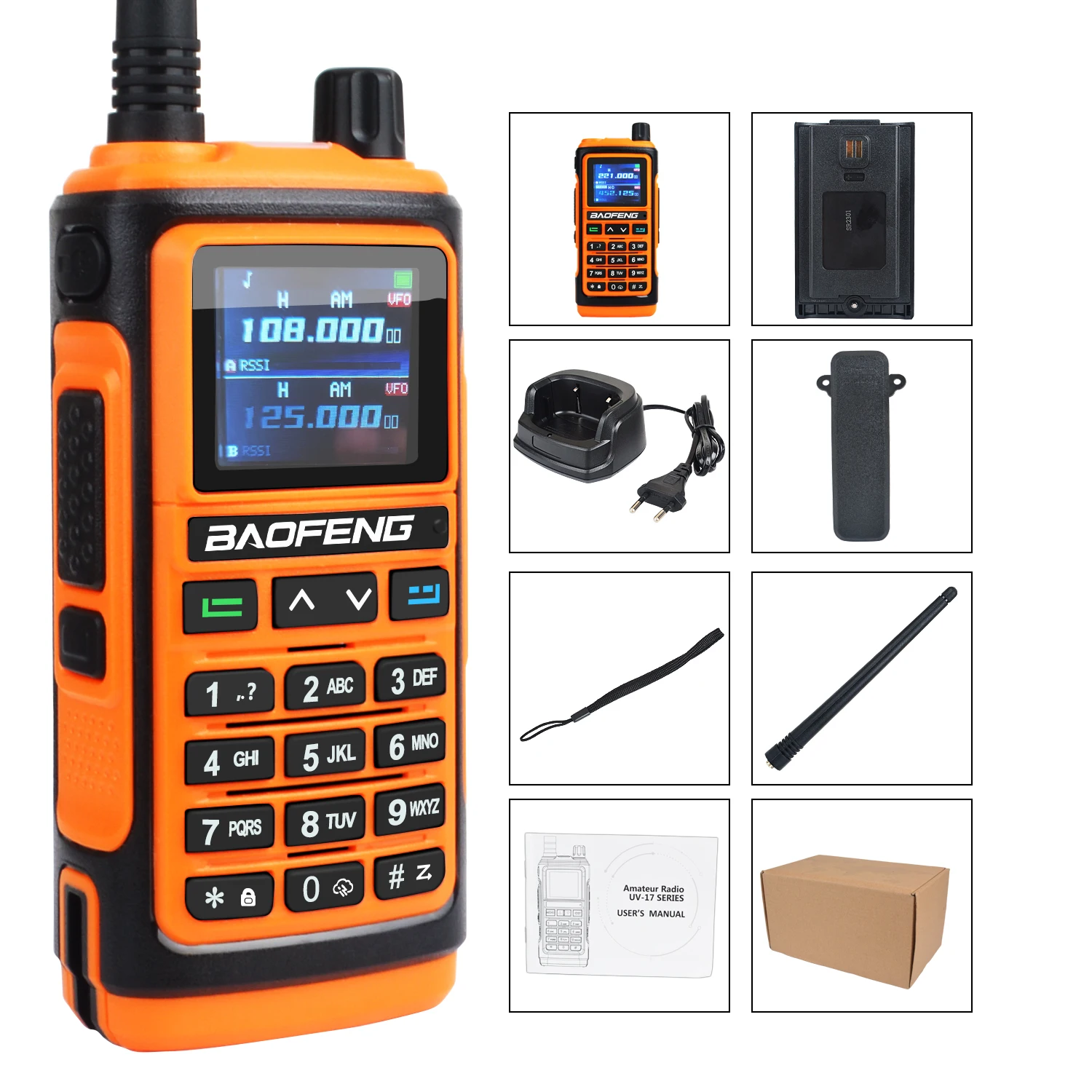 Baofeng UV-17Pro GPS Walkie Talkie 108-136MHz Air Band VHF UHF 200-260MHz 350-355MHz FM Radio Six Bands Freq Copy Waterproof 6