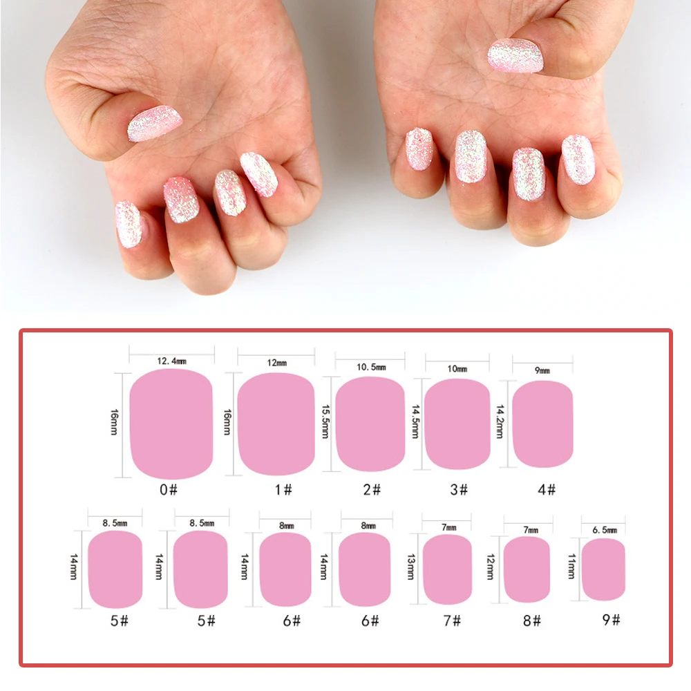 Glitter Press On Nails For Kids Diy Manicure Set False Nails_voghion.com