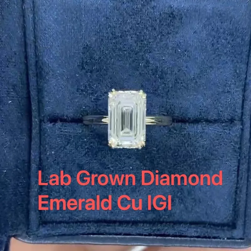 

IGI Certificate 1Ct Emerald Cut CVD HPHT Lab Grown Diamond Engagement Ring DEF VS-VVS White Gold 14k Wedding Ring For Woman