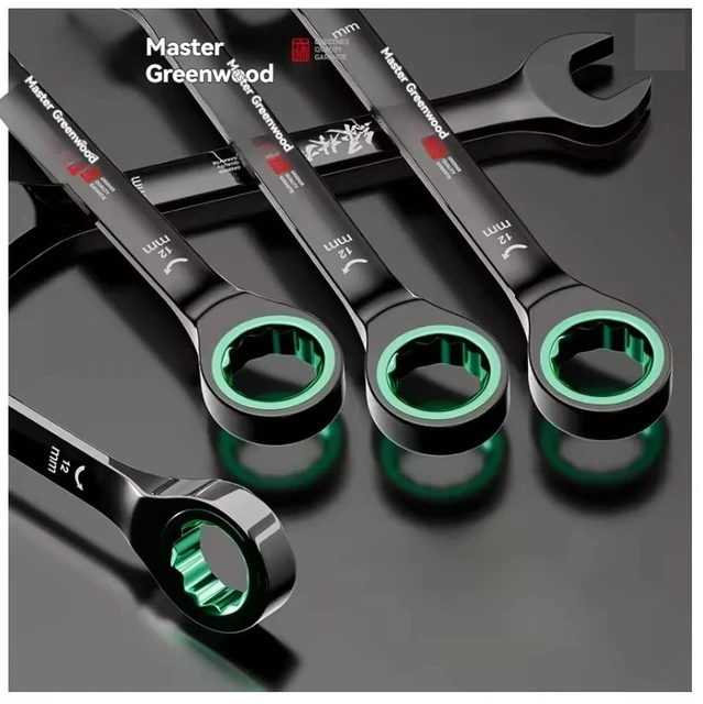 DGEV Llave de trinquete de flor de ciruelo rápida direccional dual, herramienta de llave de doble uso de apertura pequeña automática de grado industrial