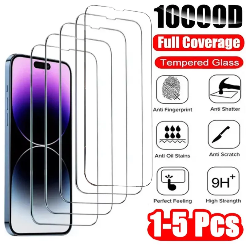 1-5PCS Tempered Glass for iPhone17/16/15/14/13/12 Series, 14Pro/16Pro/11ProMax Screen Protector, HD Clear Film!