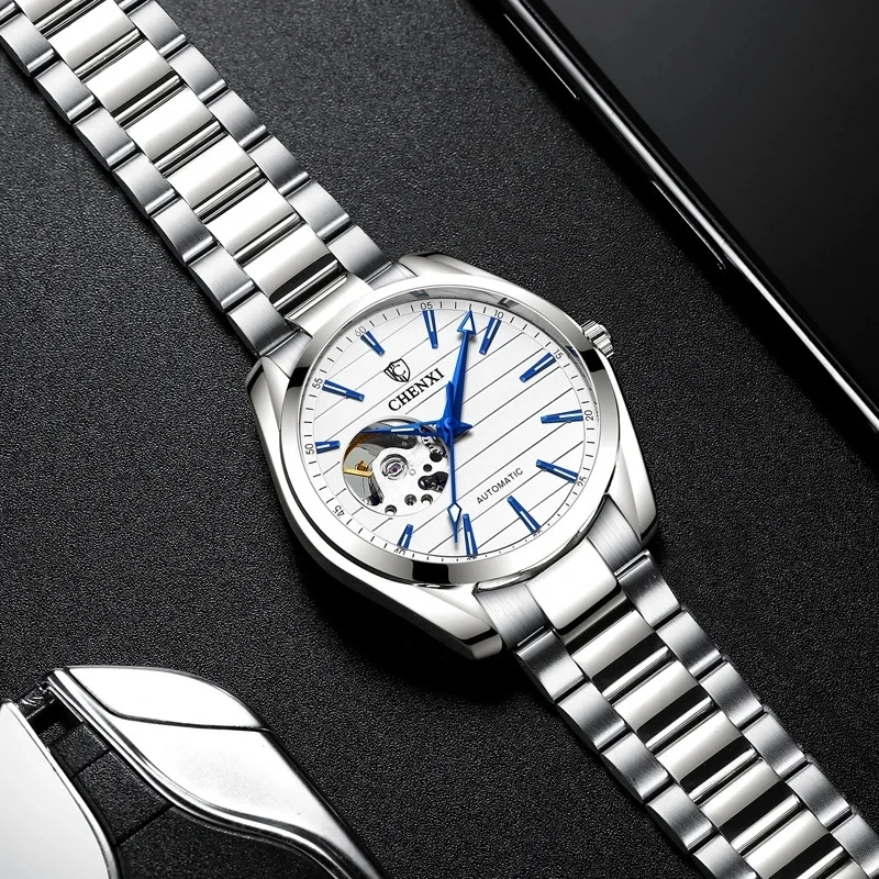 CHENXI 8806 Reloj Hombre Watch Man Fashion Sport Clock Stainless Steel Automatic Mechanical Wristwatches Men Skeleton Watches