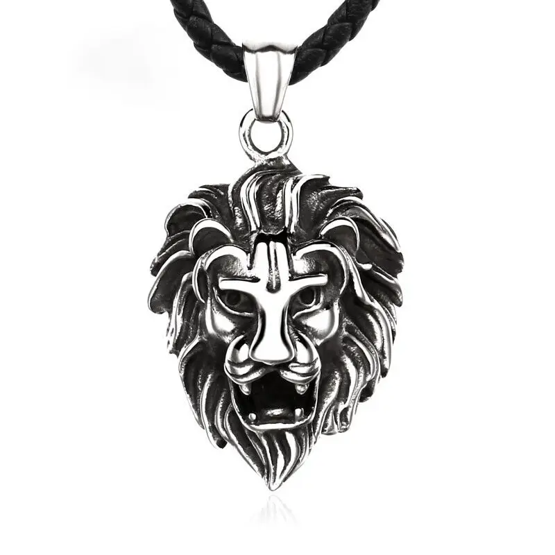 

Vintage Mens Stainless Steel Lion King Head Pendant Necklace Chains Jewelry Accessories