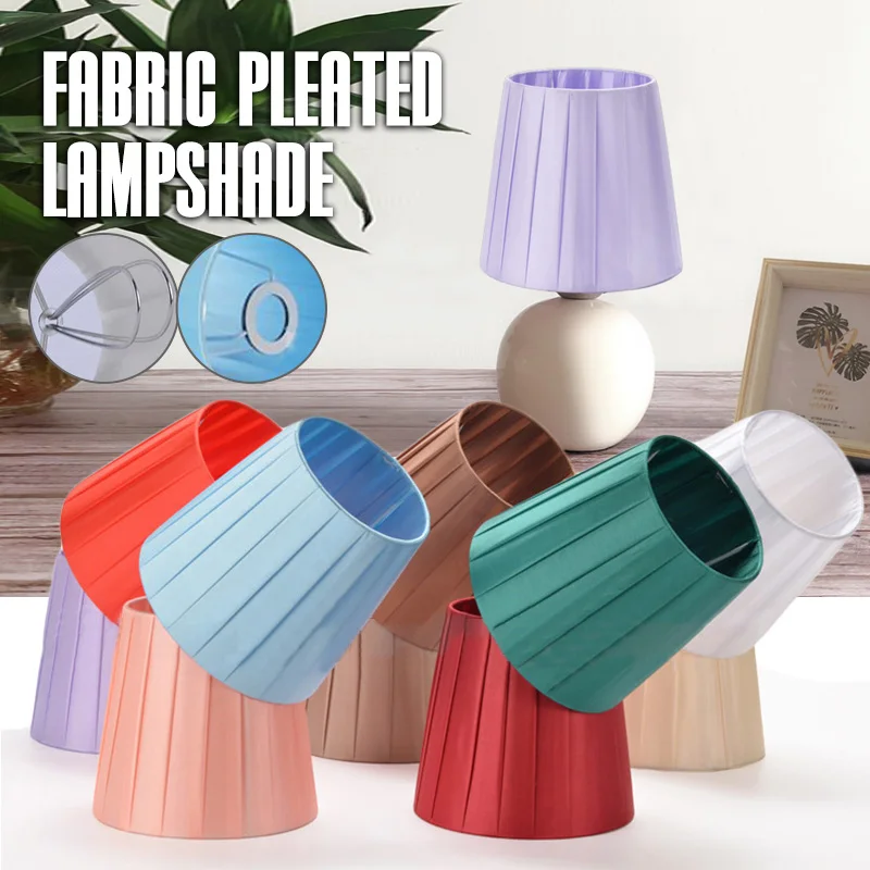 Lot De 3 Abat-jour Plissés Tomotato - Tissu, 9x14x13 Cm, Pince Pour Ampoule E14 - Bleu - 6