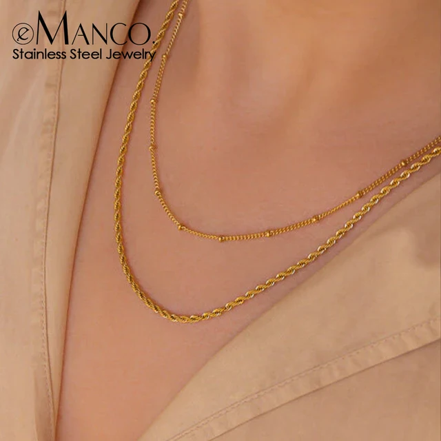 eManco New Trend Layered Pendant Necklace Stainless Steel Ladies Pendant 3 Pcs Set Jewelry Wholesale Direct Marketing 1