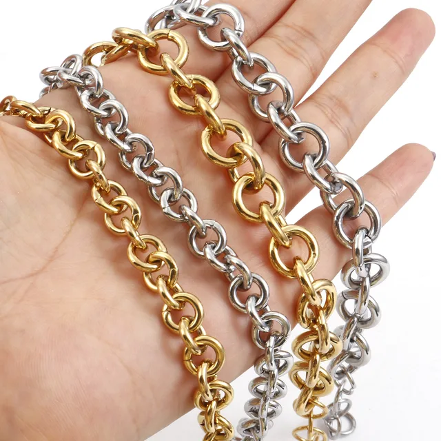 Wholesale Popular Stainless Steel Box Chain Bracelets Gold Silver Fashion  jewelry Bracelets Cheap 17 cm (6/8 6) long,1 Piece