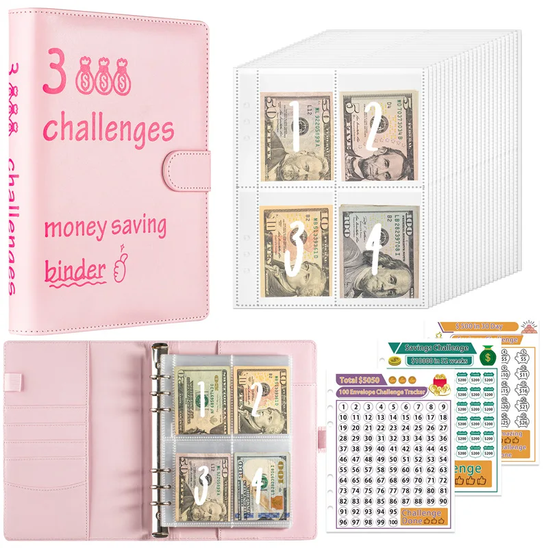 

100 Envelopes Money Saving Challenge Binder A5 Savings Binder Budget with Cash Envelopes for Planning and Saving $5050 Organizer