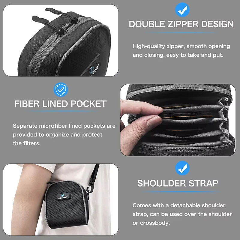 Lightdow Dustproof Filter Bag Filter Pouch Shoulder Case with Belt Photography Lens Accessories Easy to carry