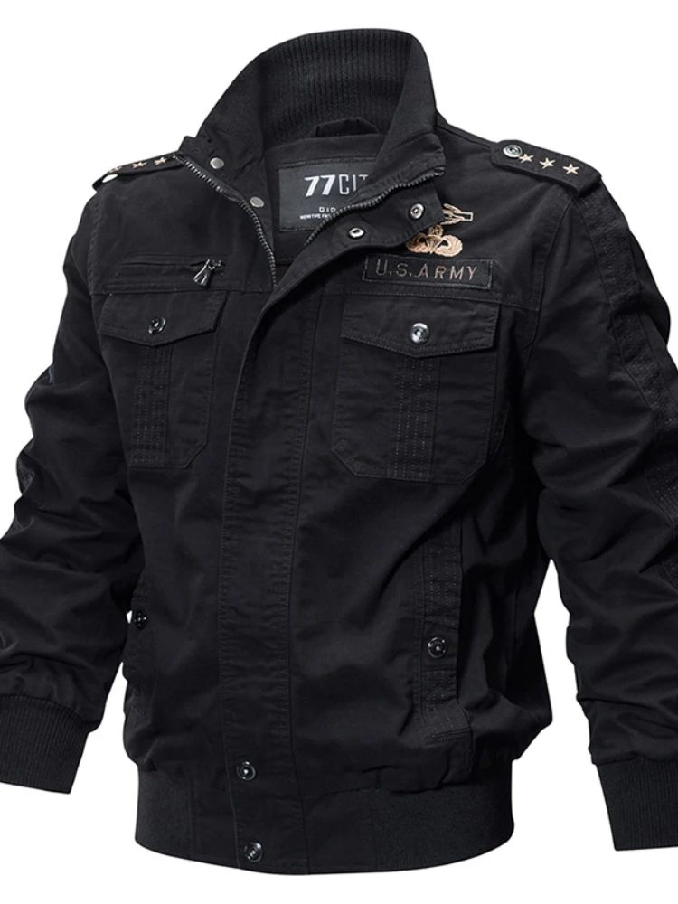 Plus Size  Bomber Jacket Men Spring Autumn Casual Multi-pocket Pilot Jackets Male Army Cargo Flight Mens Jackets M-6XL