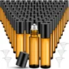 5PC Amber Roller Ball Essential Glass Oil Bottle Empty Perfume Roller Ball Refillable Liquid Container 1/2/3/5/10ML Makeup Tools 1