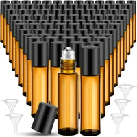 5PC Amber Roller Ball Essential Glass Oil Bottle Empty Perfume Roller Ball Refillable Liquid Container 1/2/3/5/10ML Makeup Tools 1