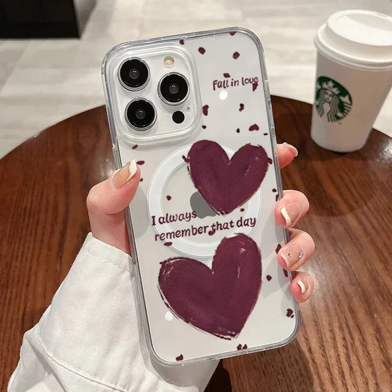 Adorable Fruit Cartoon Shockproof Transparent Phone Case with MagSafe Compatibility