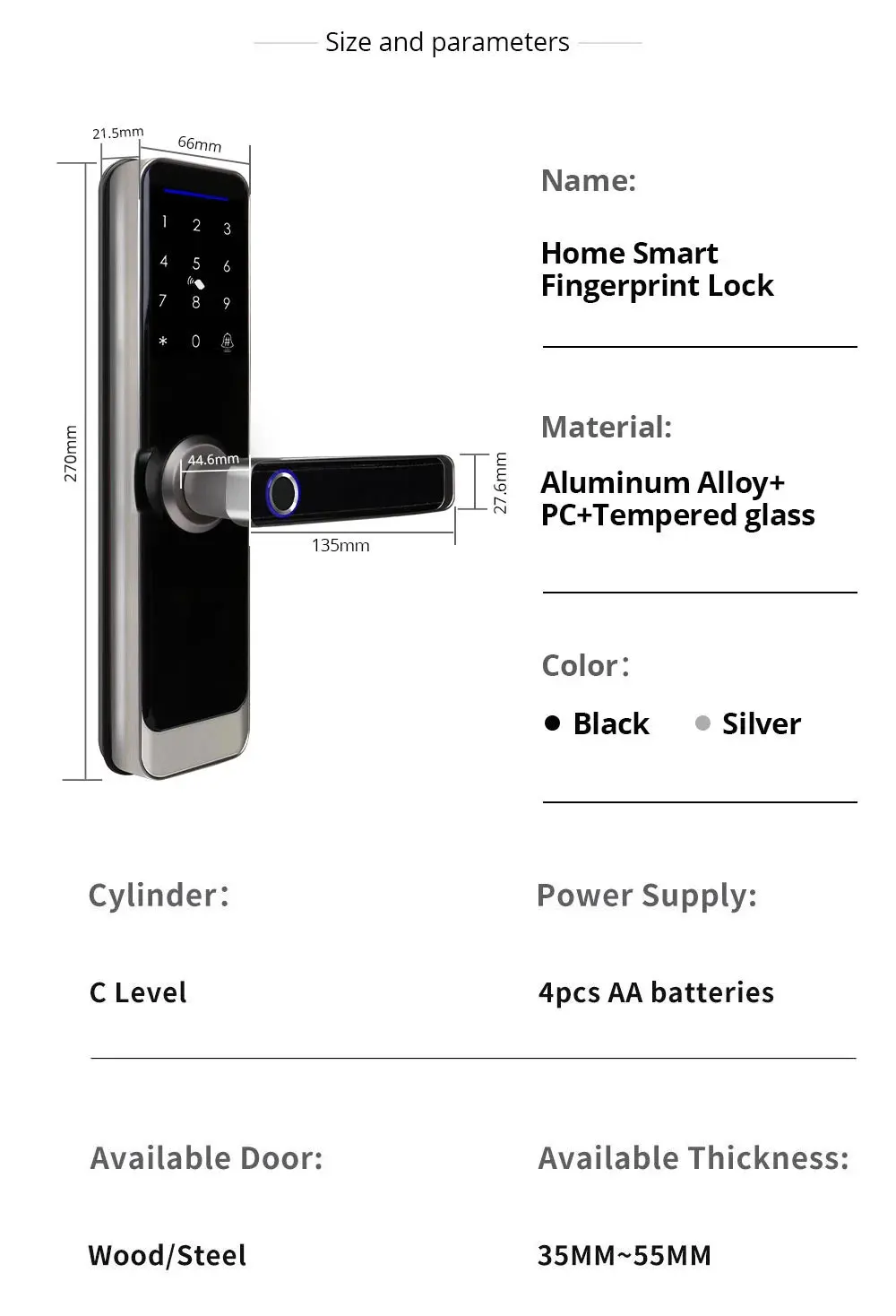 Zigbee Smart Lock Work with Tuya App Core Cylinder Home Security Door Lock Encry