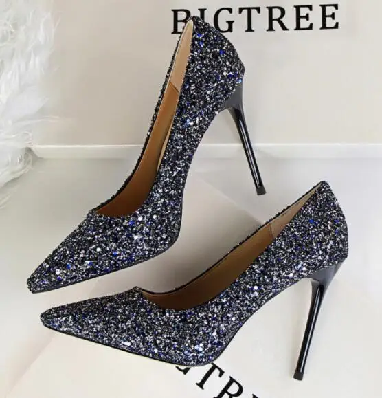 M dress Shoes Glitter Rhinestones Women Pumps Crystal Bowknot Satin Sandals Summer Transparent Shoes High Heels Party Prom Desig 5