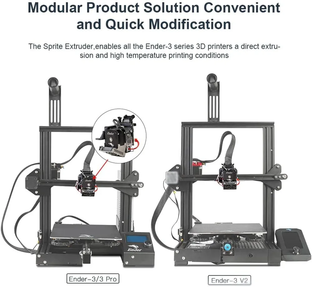 3D Printer Parts CREALITY Sprite Extruder Pro Kit 300℃ High Temperature Printing 3:5:1 Gear Ratio Direct Drive Extrude For Ender-3 Series Printer