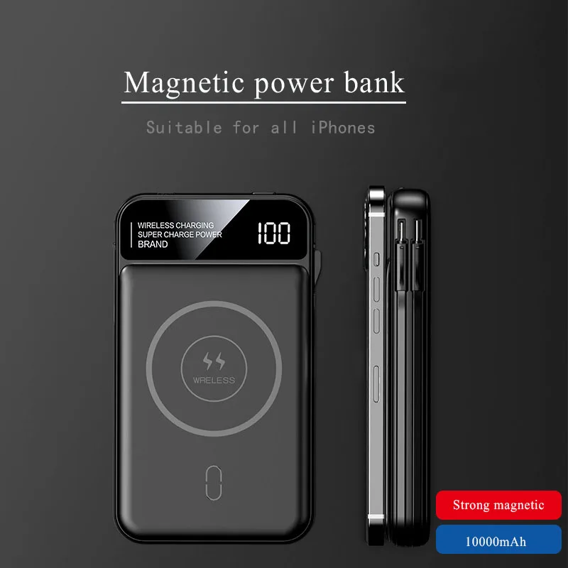 

20000mAh Portable Magnetic Power Bank Macsafe Fast Wireless Charger External Auxiliary Battery Pack for IPhone Xiaomi Huawei