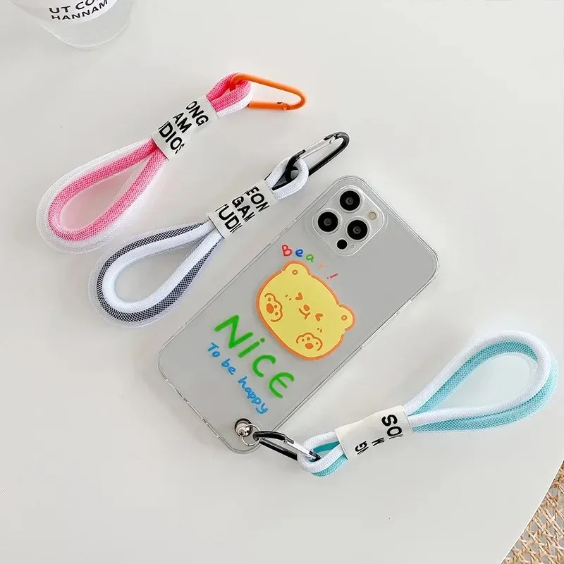 Fashion Creative Iridescent Braid Rope Keychain Two-tone Key Ring for Backpack Pendant Accessories Portable Hanging Cord Jewelry