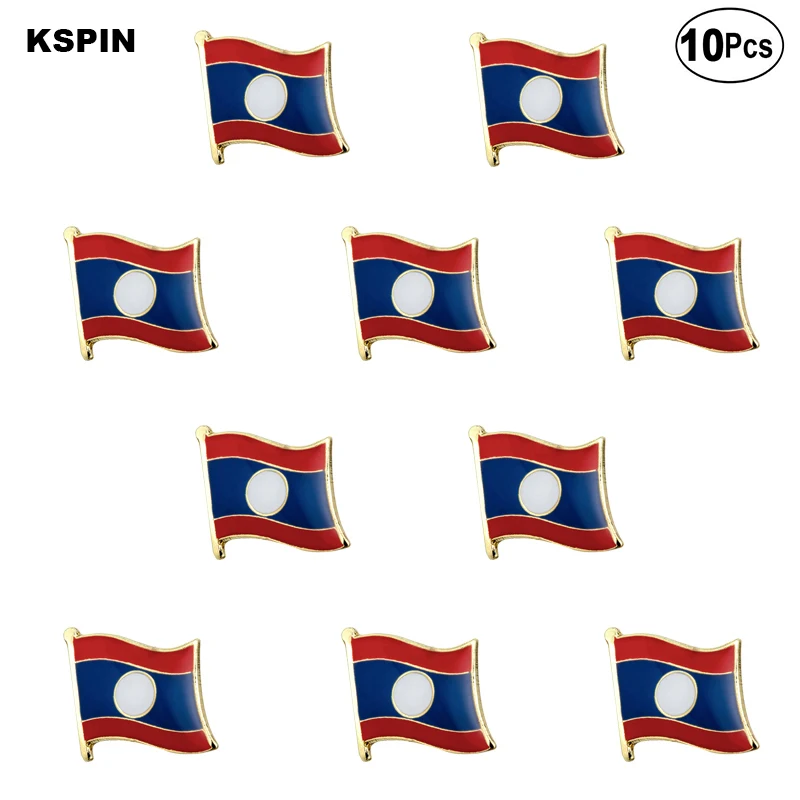 

Laos Flag Lapel Pin Flag badge Brooch Pins Badges 10Pcs a Lot