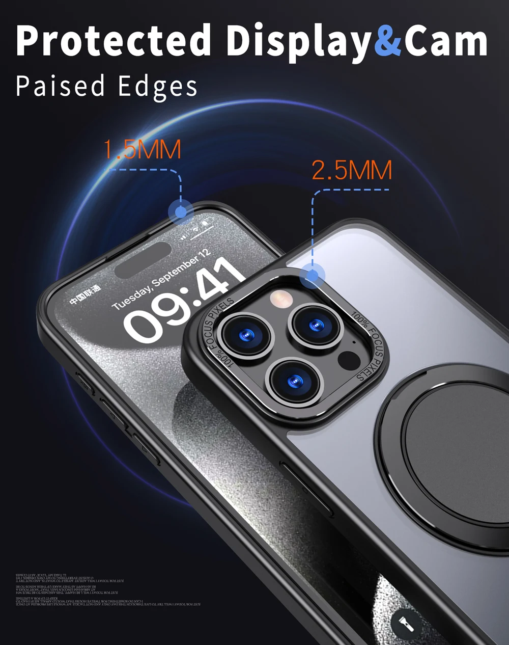 Keysion stoß feste matte Hülle für Magsafe für iPhone 15 Pro Max 14 13 12 11 360 ° rotierende magnetische Ring transparente Telefon abdeckung – Detail 7