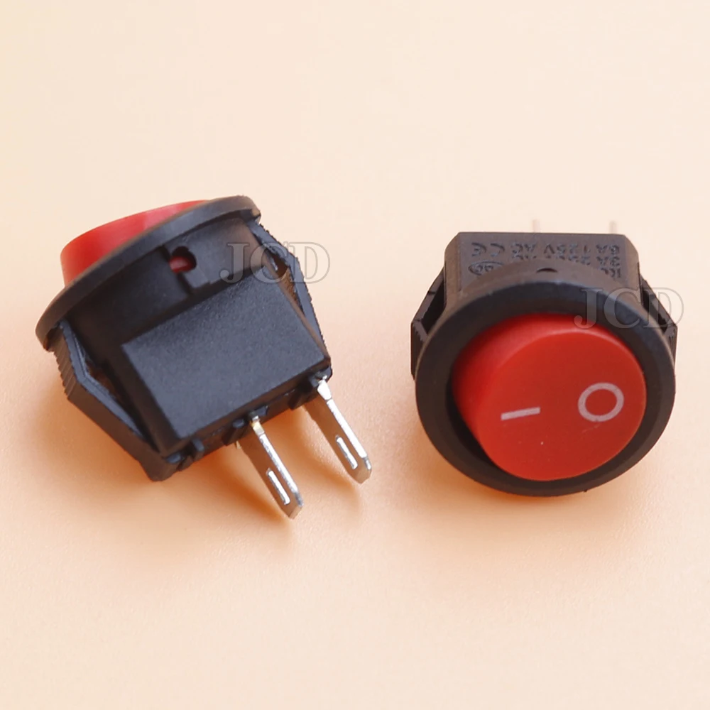 5 Stück kcd11 kreisförmiger Schalter mit roter Abdeckung und zwei Beinen ohne Licht, Durchmesser 16,5mm, boot förmiger Schalter, Wipp schalter – Detail 6