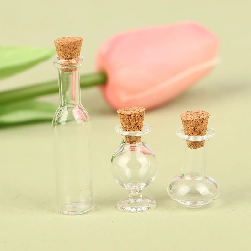 

Dollhouse Accessories Tiny Jars Vials Cute Mini Wine Bottle Wishing Lantern Glass Little Bottles With Cork Decor Toy Gift