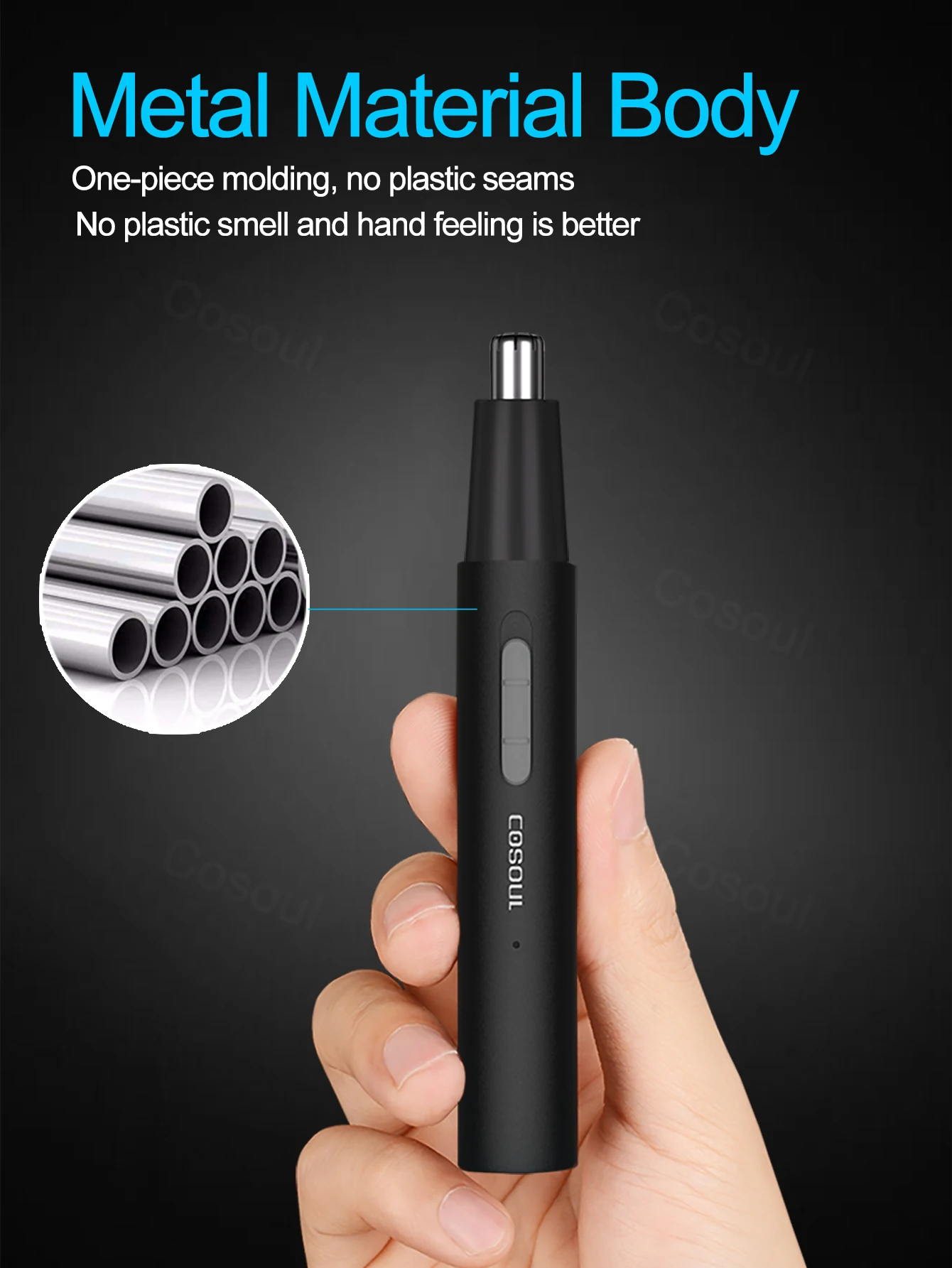 Cosoul Nose Hair Trimmer for Men Electric Rechargeable Shaver Metal Hair Removal