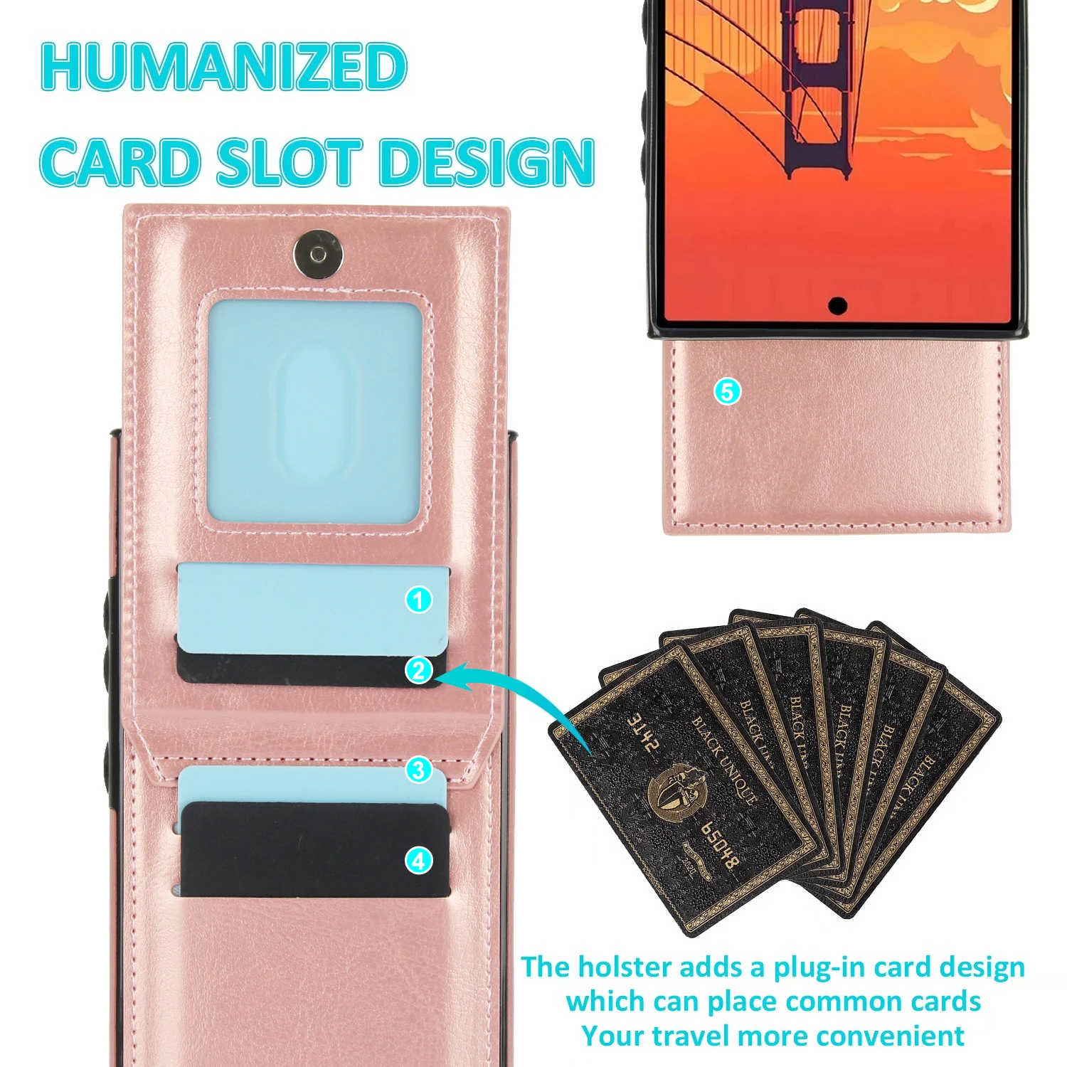Premium Flip Leather Card Holder Wallet Case with Stand Function - Universal Fit