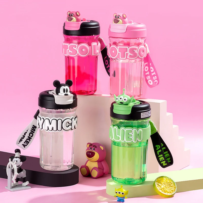 

680 мл Милая мультяшная чашка для воды Alien Mickey Mouse Lotso Клубника Медведь летняя большая емкость тритановая Спортивная двойная чашка для напитков