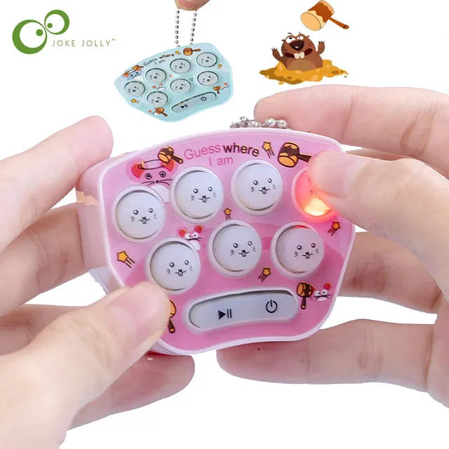 Pocket Mini Whack-a-mole Game Console Adult Children Parent-child Interactive Leisure Puzzle Cute Cartoon Toy With Keychain XPY 1