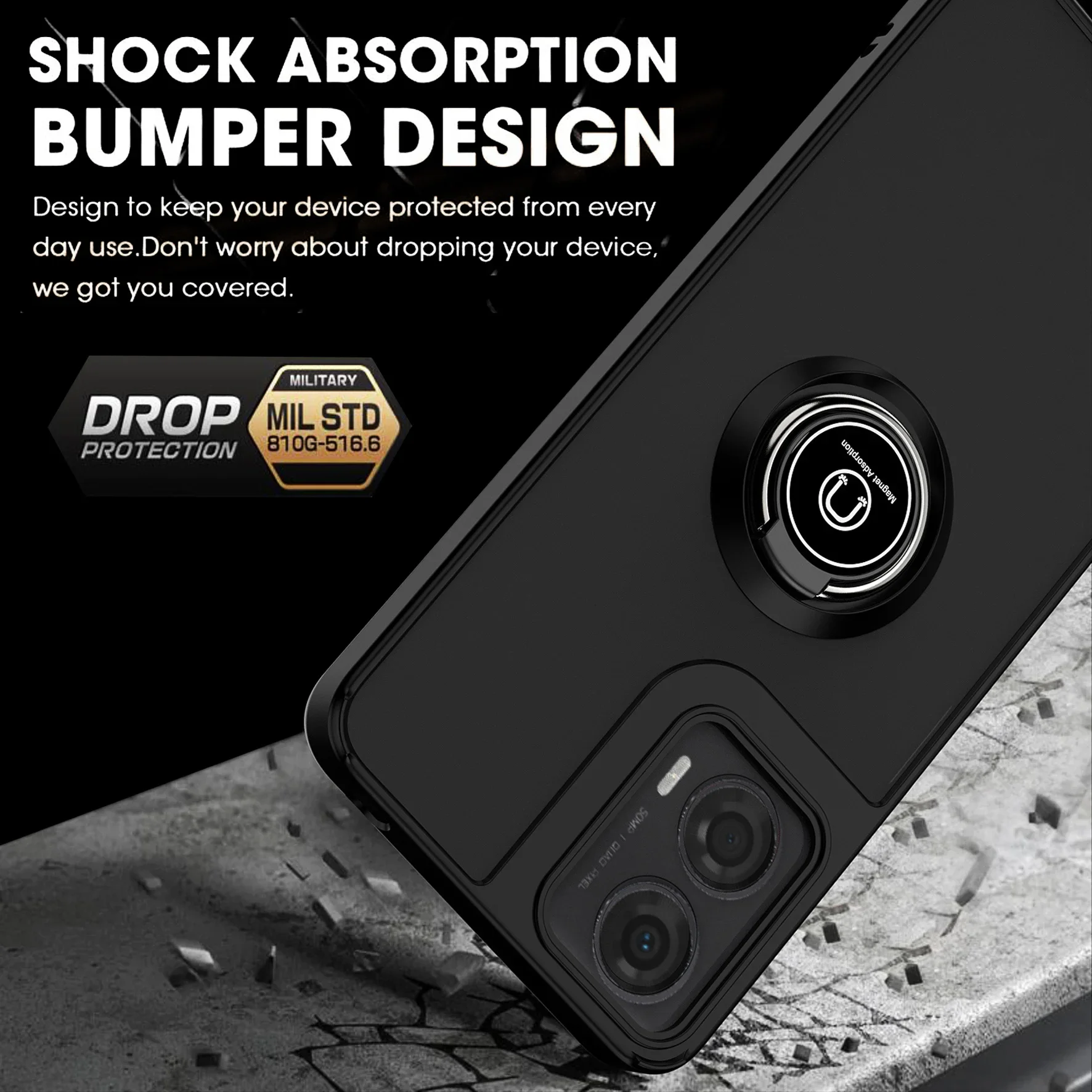 Magnetic Ring Matte Phone Case with Enhanced Design