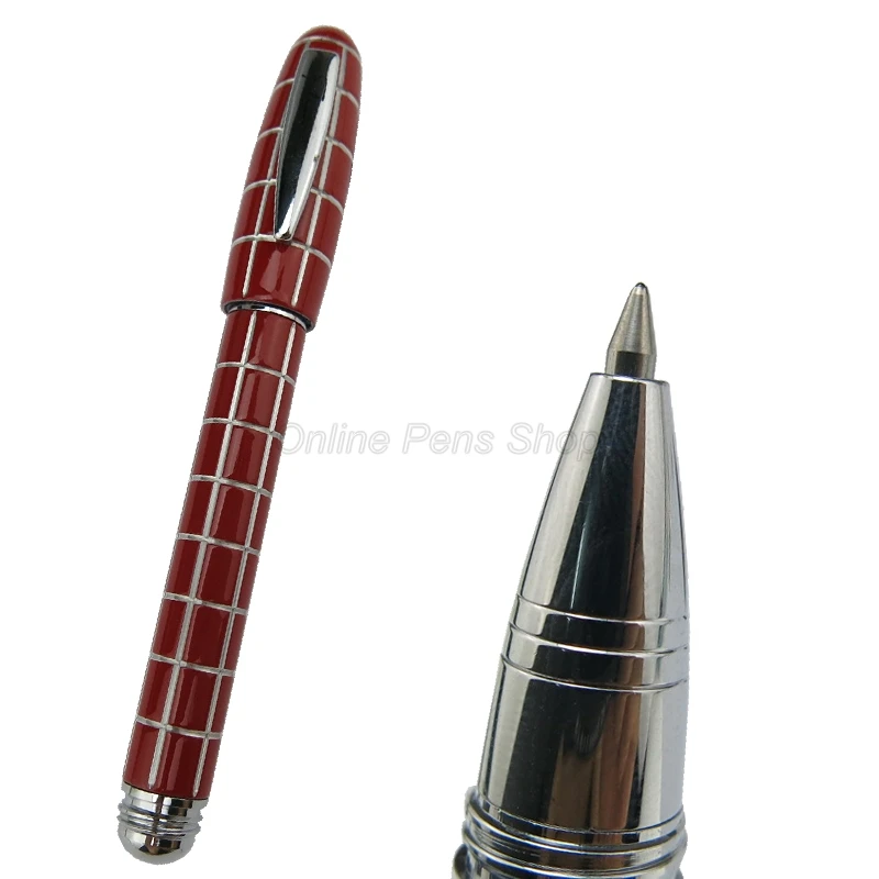 fuliwen 2062 orange metal tiny squares short pocket portable fine nib fountain pen professional stationery writing tool gift Fuliwen 2062 Tiny Squares Pattern Resin Travel Short Pocket Portable Red Pen Roller Ball Ballpoint Pen Lattice Writing Pen