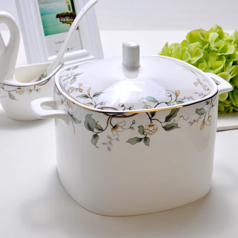 

Bone china Champs Elysees ball soup pot product pot soup basin soup bowl square large ceramic pot tableware with cover
