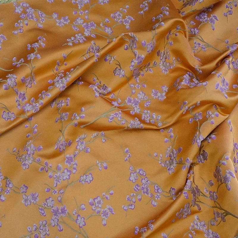Relief orange lila Blume Jacquard Stoff exquisite Frauen Kleider tasche Vorhang DIY Näh stoff