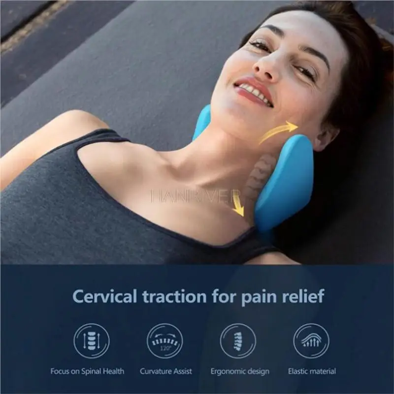 Nek schouder relaxer nek curve corrector voor spier relax blauw sleeping home massage traction correction neck pillow