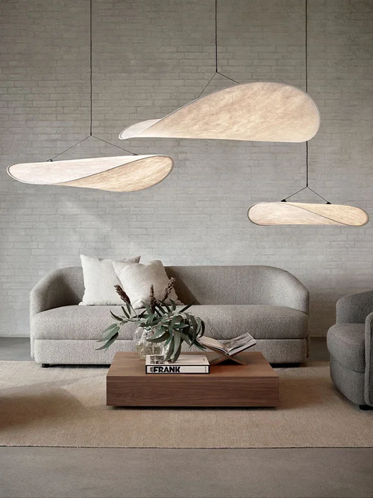 

Nordic Minimalist Wabi Sabi Led Chandelier Dining Living Room Home Decor Silk Pendant Lights Bedroom Loft Hanging Lamp Fixtures