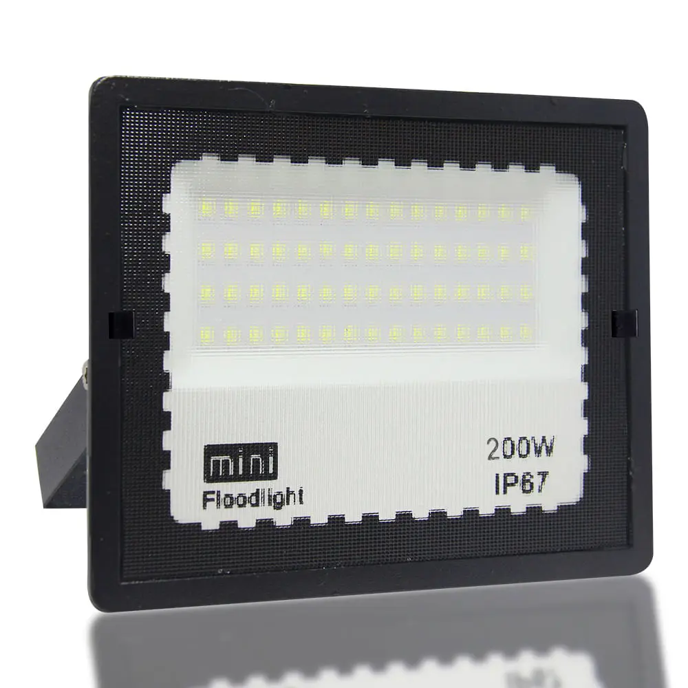Mini Refletor Holofote Smd Led 200W Preto Ip67 6500K