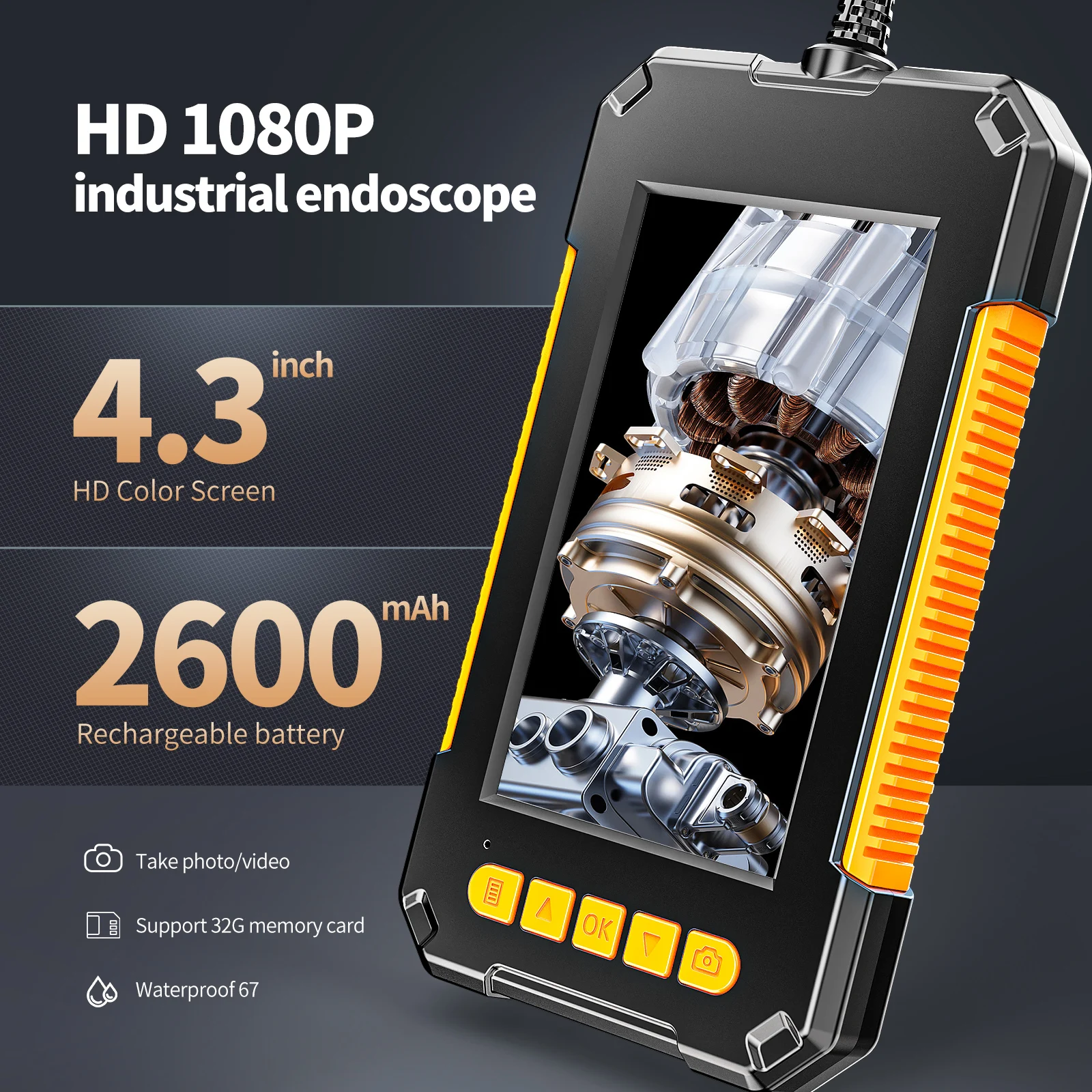 Caméra D'Inspection Endoscope IP67 Étanche - Câble 3.5 M - 6 LED Réglables - Pour Automobile, Plomberie, Mécanique - Compatible Smartphone
