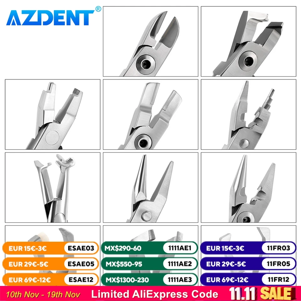 Azdent歯科矯正プライヤー、歯科技工所鉗子、フィラメント、遠位端