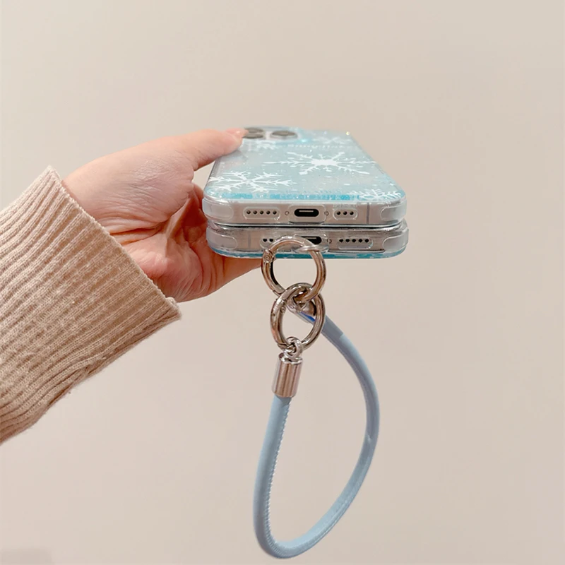 Winter Snowflake Clear Phone Case For iPhone 16 Pro Max 15 13 14 Shockproof Back Cover