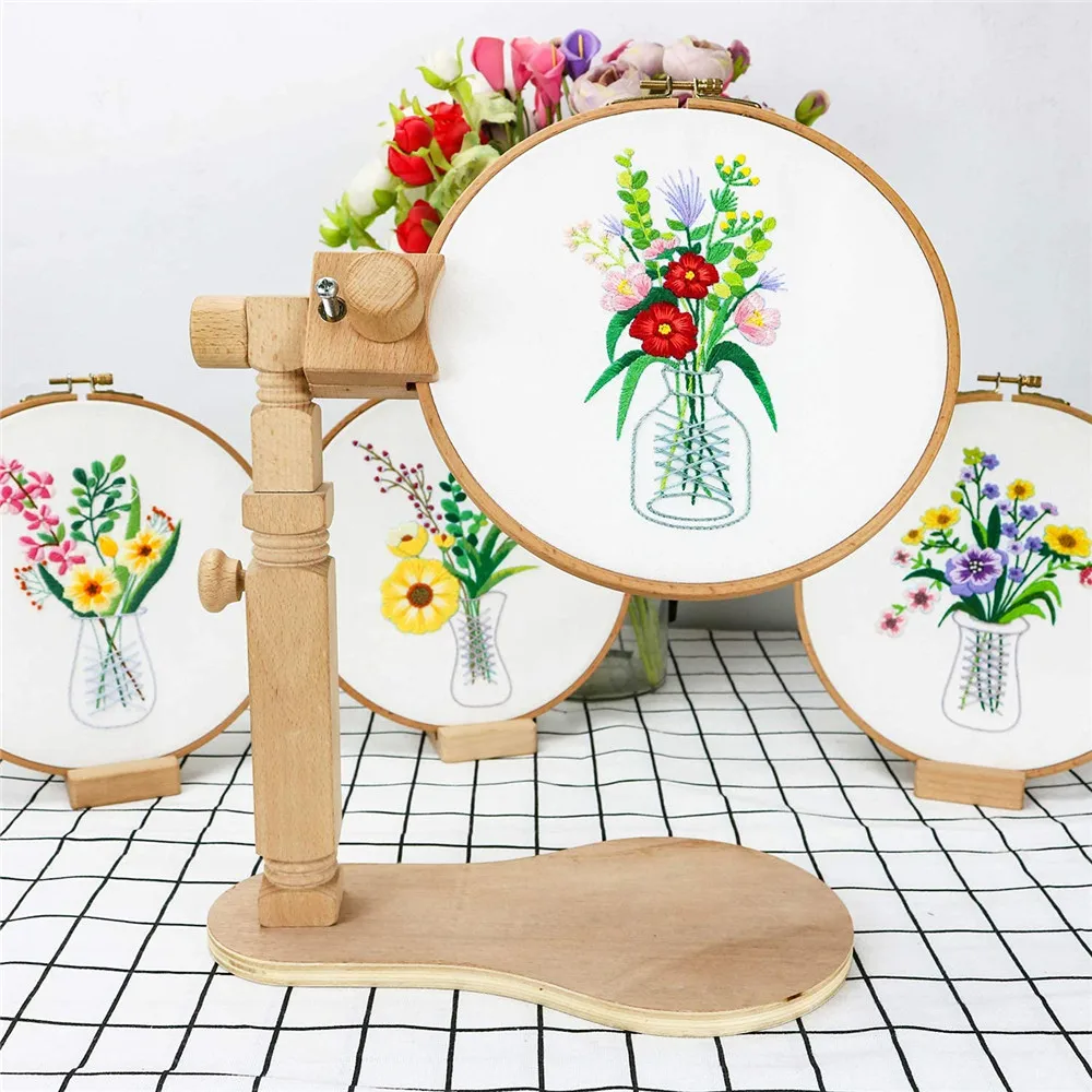 1 Set Excellent Embroidery Holder Wooden Embroidery Hoop Stand Portable Cross  Stitch Holder Display Adjustable - AliExpress