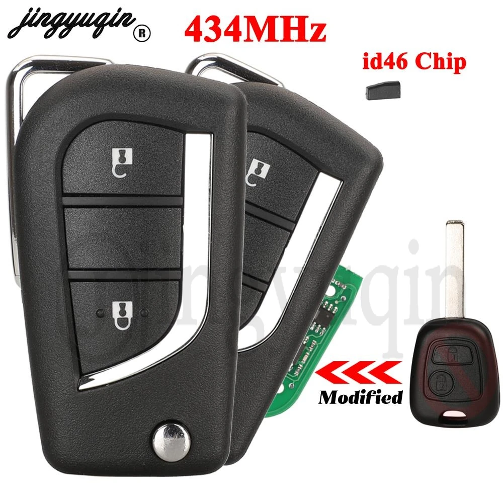 

Jingyuqin для Toyota Aygo Peugeot 107 106 Citroen C1 2005-2014 Раскладной Автомобильный Дистанционный ключ 2BT 434 МГц ID46/4D70 чип 89785-0H901 обновление