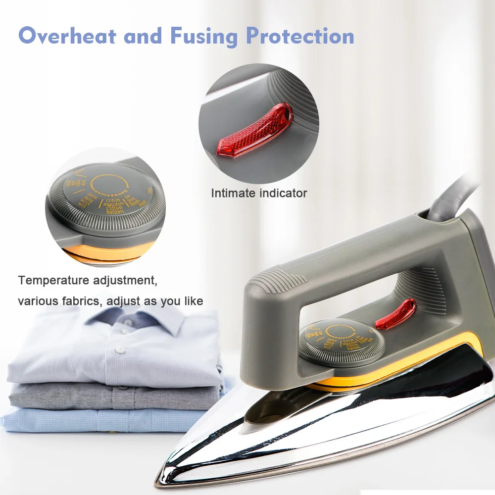 2025 Upgraded 1000W High-power Electric Iron 220V Home Travel Portable Stainless Steel Base Plate Clothing Iron 2