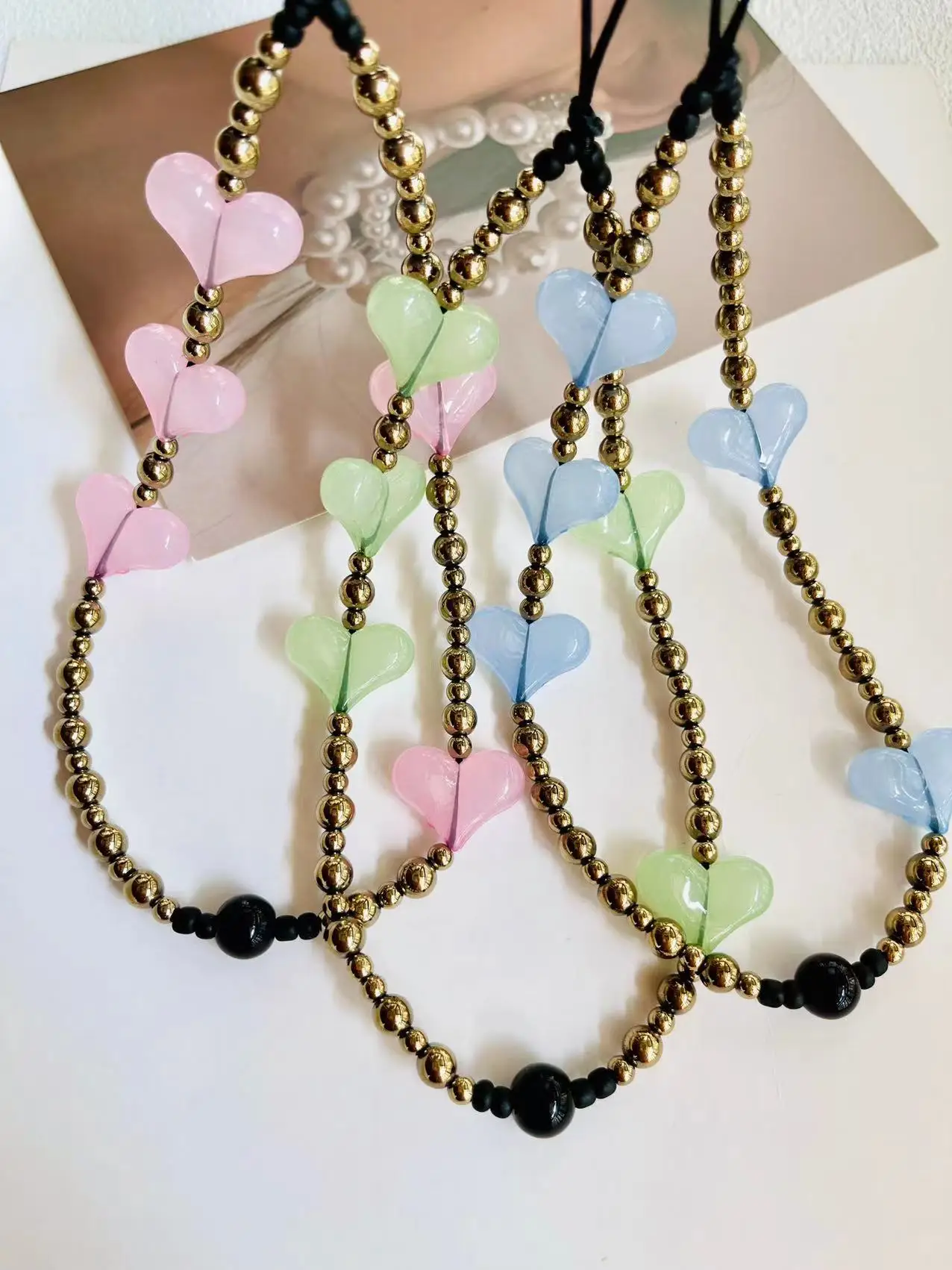 Korean Heart Light Blue Phone Charm  Acrylic Cellphone Chains Lanyard -  Korean Heart - Aliexpress