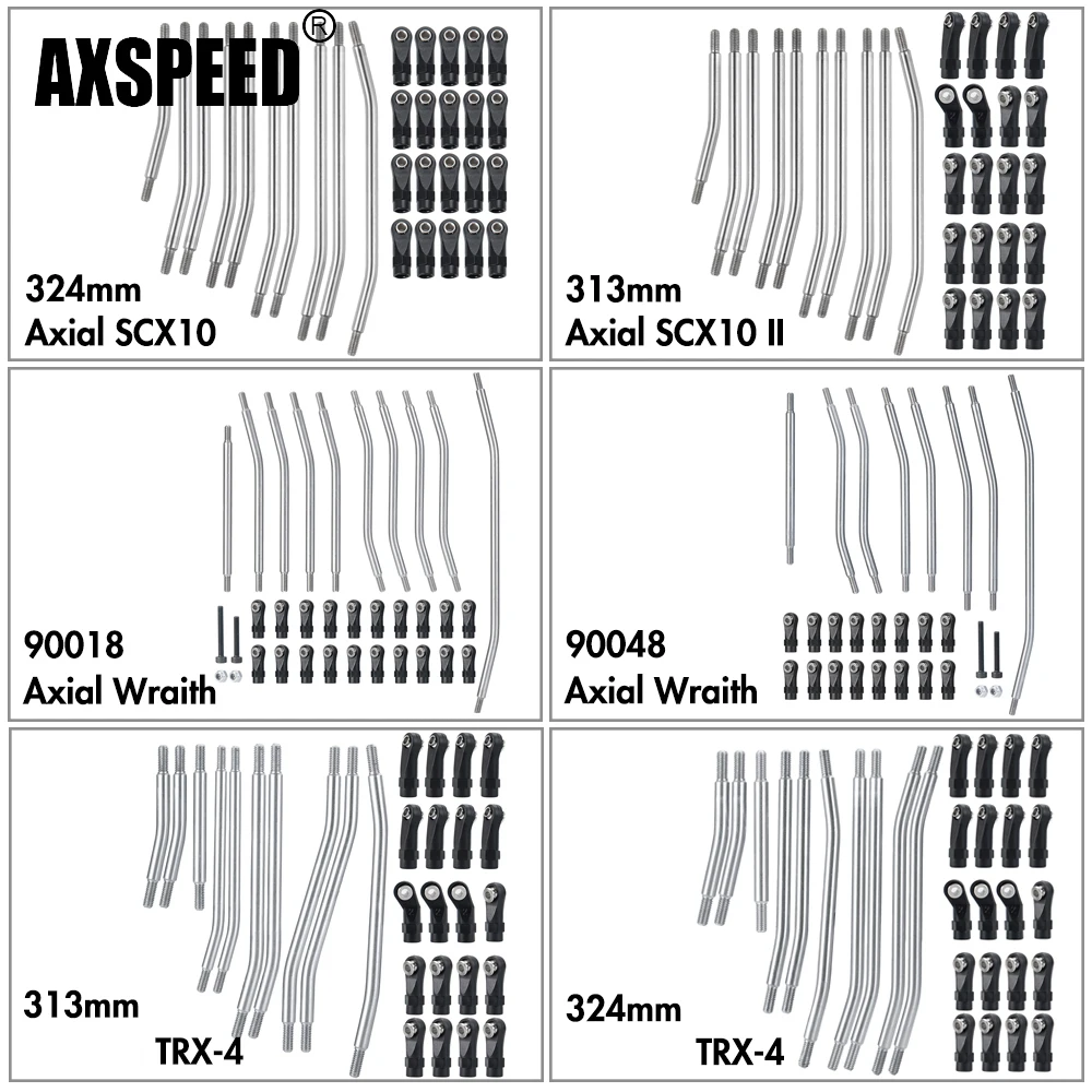 AXSPEED10PcsStainlessSteelLinkRodLinkageSetwBallEndforAxial